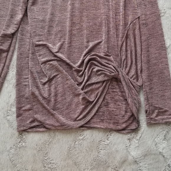 Goldspark Heathered Mauve Raspberry Pink Gray Long Knot Top Small - Picture 2 of 8